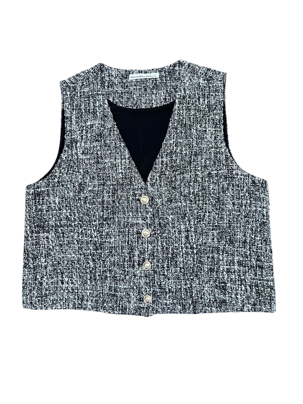 Abercrombie & Fitch Black & White Tweed Vest Size Large